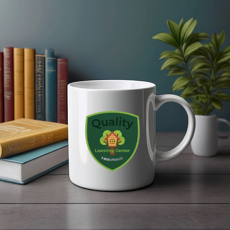 Quality LEARING Center “Learning Fraud” Logo Mug