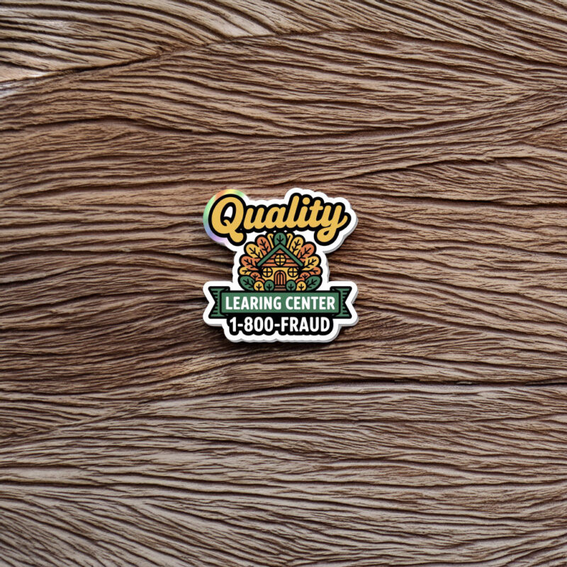 Quality Learing Center No Kids All Fraud Sticker