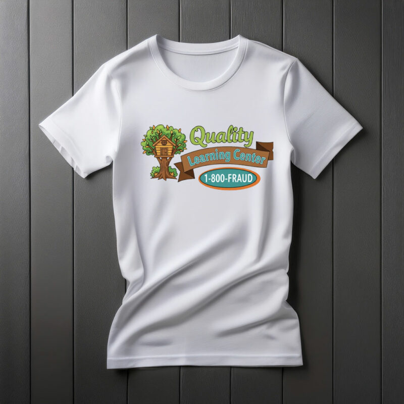 Quality Learning Center 1-800-FRAUD Funny Political Parody Shirt