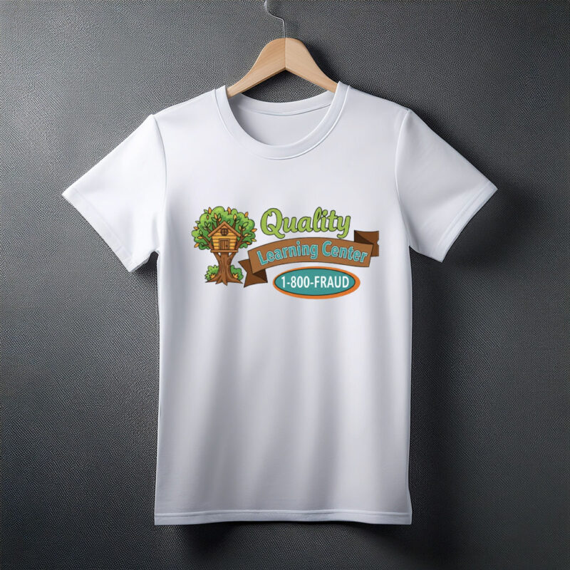 Quality Learning Center 1-800-FRAUD Funny Political Parody Shirt