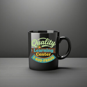 Quality Learning Center 1-800-Fraud Funny School Parody Mug